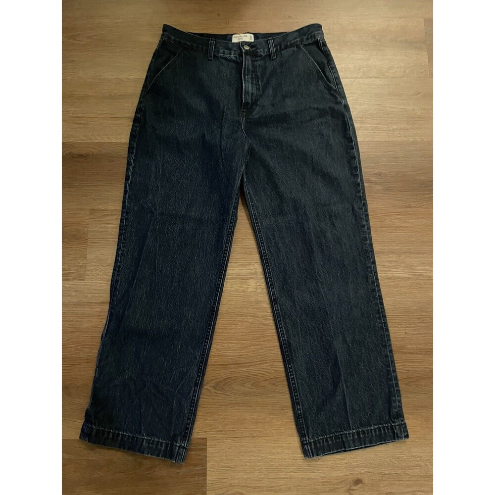 Abercrombie & Fitch Mid Rise Wide Leg Jeans Dark Wash Denim Womens 31/12 NWOT